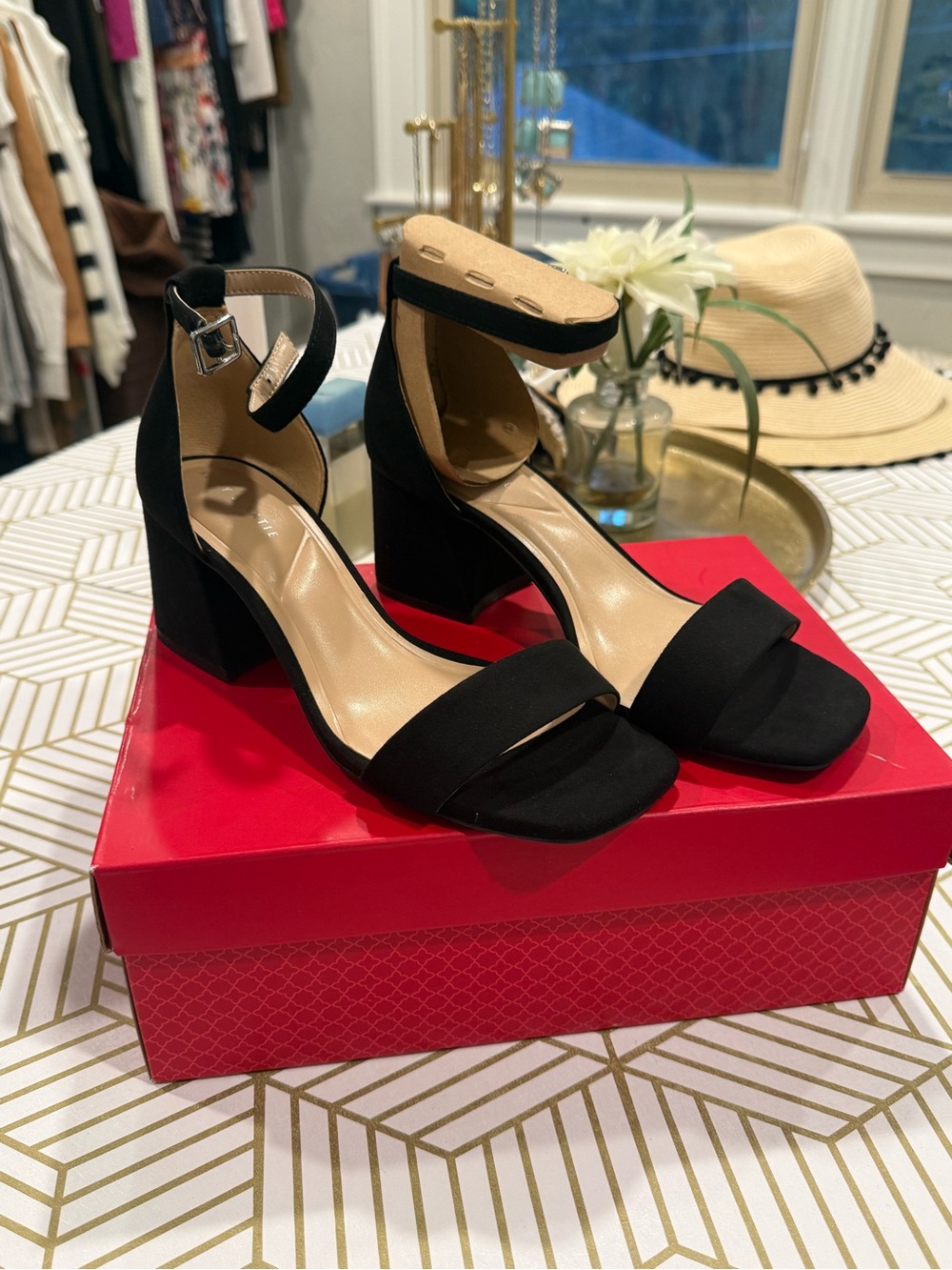 Black Ankle-Strap Heel Sandals